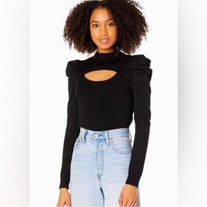 BB Dakota Black Cut-Out Puff Sleeve Top